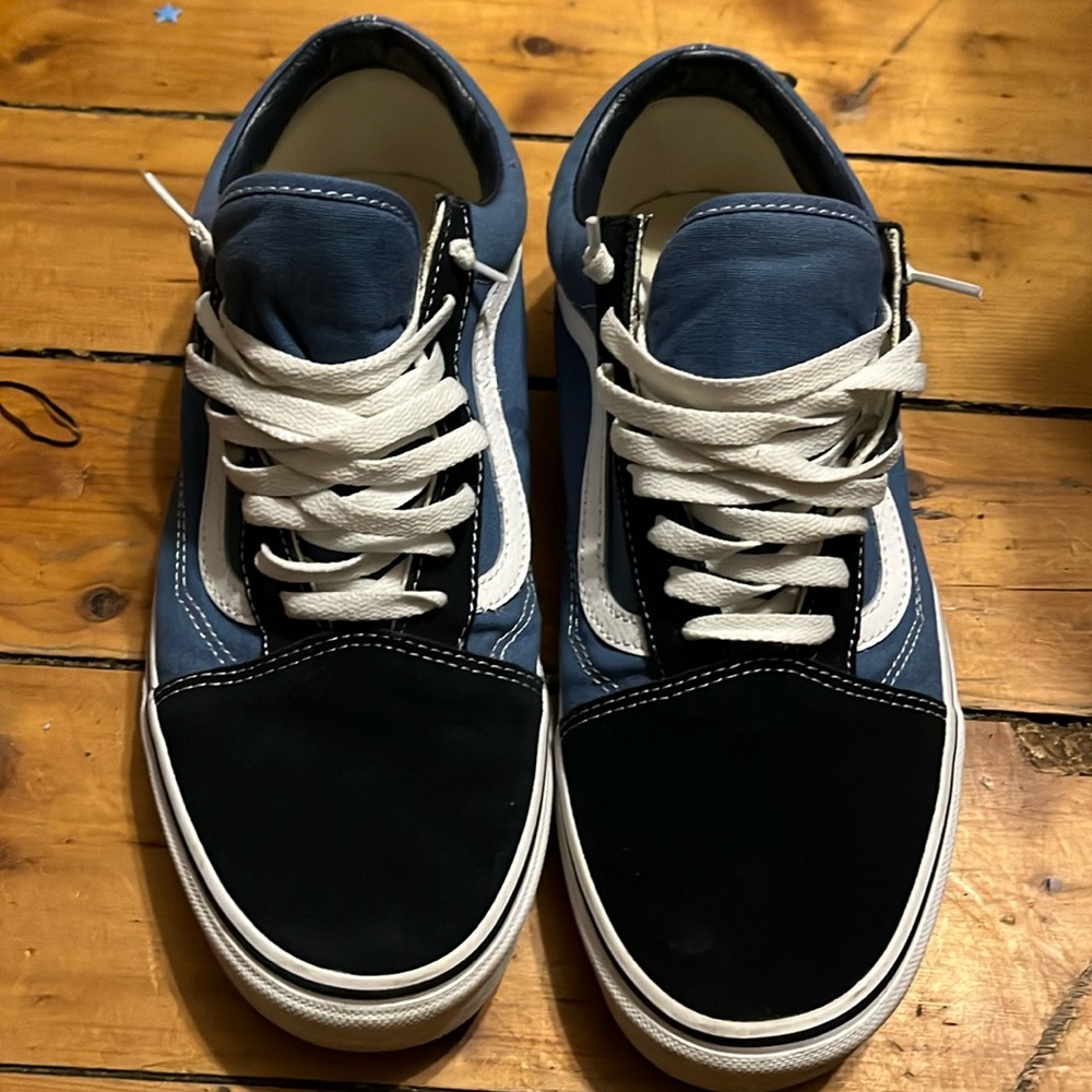 Size 12- Blue and Black Vans- Like New- No Box